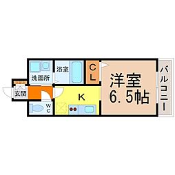パセオ吹上 1Kの間取図画像