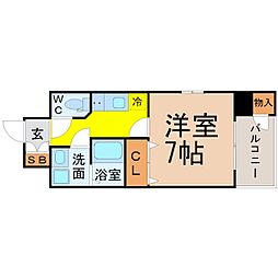 エステムコート名古屋金山ミッドクロス 1Kの間取図画像