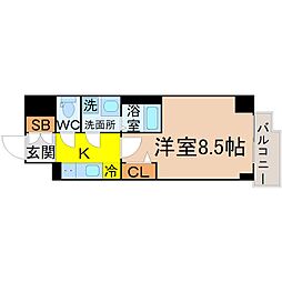 ファステート名古屋駅前アルティス 1Kの間取図画像