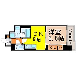 エスカルコート 1DKの間取図画像