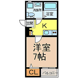 プランドール・エス 1Kの間取図画像