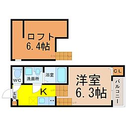 ブライト鶴舞 1Kの間取図画像