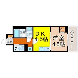 桜ヒルズ黄金 1DKの間取図画像