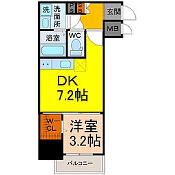 CREST TAPP東別院 1DKの間取図画像