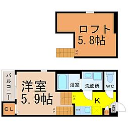 ハーモニーテラス大高町 1SKの間取図画像
