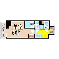 ディアレイシャス東別院 1Kの間取図画像