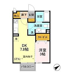 AMMプランドール 1DKの間取図画像