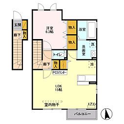 ソレアードA 1LDKの間取図画像