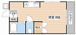 朝日ハイツ ワンルームの間取図画像