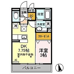 フリーデン 1DKの間取図画像