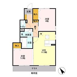 グランメール 2LDKの間取図画像