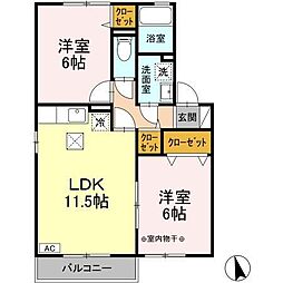 フラワーレジデンスJUNH 2LDKの間取図画像
