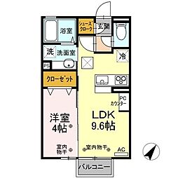 エーデルワイス 1LDKの間取図画像