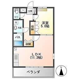 グランドコート 1LDKの間取図画像
