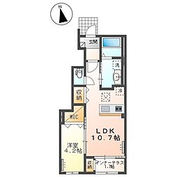 シャイン・ヒルズ3番館 1LDKの間取図画像