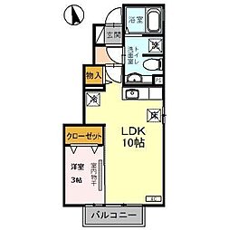 アークヒルズB 1LDKの間取図画像