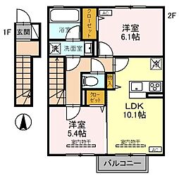 トレジャー・ライト 2LDKの間取図画像