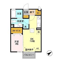 AMMプランドール 1DKの間取図画像