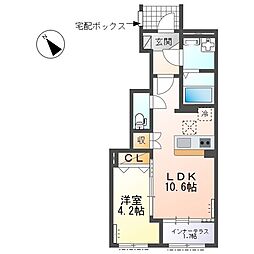 メゾン ド リッカ 1LDKの間取図画像