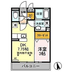 フリーデン 1DKの間取図画像