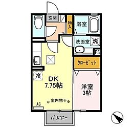 ウィンドワードガーデンズG 1DKの間取図画像