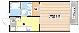 サンイーグルA 1Kの間取図画像