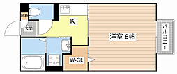シャルマンドミール2 1Kの間取図画像