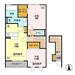 ロイヤルプレイスB 2LDKの間取図画像