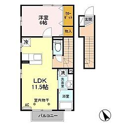 ヴィラ・ウッズ 1LDKの間取図画像
