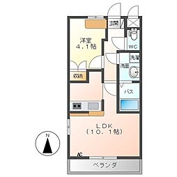 フェアリールージュB 1LDKの間取図画像