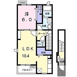 コンフォート夕顔 1LDKの間取図画像
