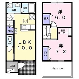 エスポワール 2LDKの間取図画像