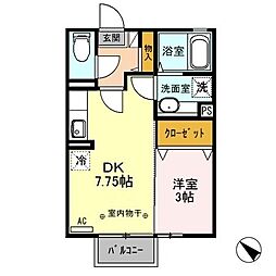 ウィンドワードガーデンズE 1DKの間取図画像