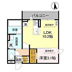 ark西城南 1LDKの間取図画像