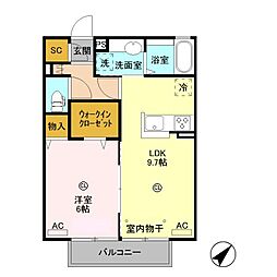 ハレグレース 1LDKの間取図画像