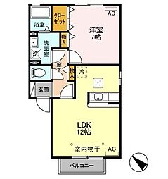 シャトーファミリーハイツF棟 1LDKの間取図画像