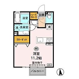 ディアコートエヌ2 ワンルームの間取図画像