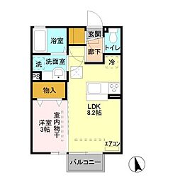 カーサミニーノ 1LDKの間取図画像