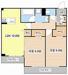セーヌII 2LDKの間取図画像