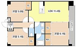 ユーミータウン 3LDKの間取図画像