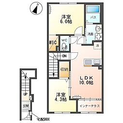 (仮)千駄塚新築アパートA 2LDKの間取図画像