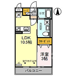 グロース小山 1LDKの間取図画像