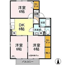 コーポリッチモンドA 3DKの間取図画像