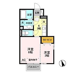 プラティークB 2Kの間取図画像