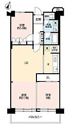 本厚木スカイハイツ 3LDKの間取図画像