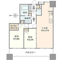 ベルドゥムール本厚木 2LDKの間取図画像