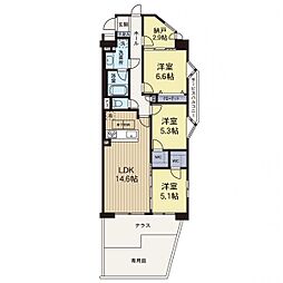 レックスハイツ横浜西谷 3SLDKの間取図画像