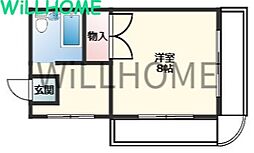 アーバンハイツクライシU・H・K 1Kの間取図画像