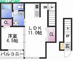 TJ西浜 A 1LDKの間取図画像