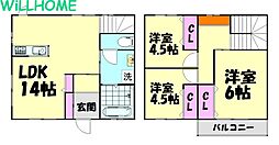 ラ・フェリオ三葛11A 2LDKの間取図画像